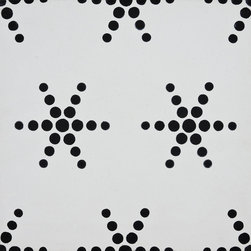 Moroccan Mosaic and Tile House - Paris Handmade Cement Tile, White/Black,Sample - Tile