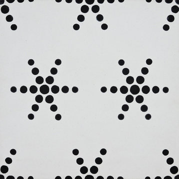 8"x8" Paris Handmade Cement Tile, White/Black, Set of 12