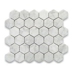 The Tile Shop 2" Hexagon Carrara Marble Tile - Wall And Floor Tile