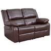 Flash Furniture Harmony Leathersoft Upholstered Reclining Loveseat in Brown