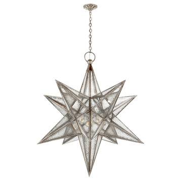 Moravian XL Star Lantern in Burnished Silver Leaf with Antique Mirror