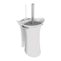 Secret Bath - Secret Bath. White Porcelain wall toilet brush holder set. Amara collection - Toilet Brushes & Holders