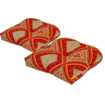 Tempo Outdoor Spanish Tile Red and Orange Cushion Set of 2