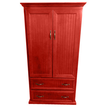 Extra Wide Coastal Pantry With lower drawers, Persimmon Red