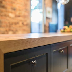 Recycled timber bench top with waterfall edge - Kitchen Benchtops