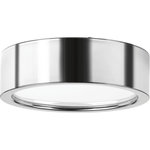 Progress Lighting - Progress Lighting Portal 1-Light Flush Mount, Polished Chrome, 9"x2.5" - Industrial style LED flush mount adorned with industrial-inspired accents and etched glass. One-light 9W LED 3000K, 90+ CRI in a Polished Chrome finish.