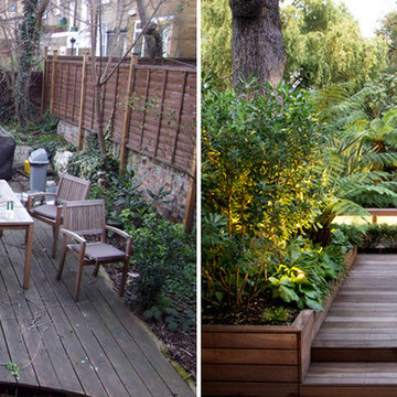 Before and after of a south London sub tropical garden