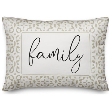 Family Watercolor Khaki 14x20 Indoor/Outdoor Pillow