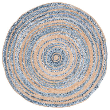 Safavieh Cape Cod Collection CAP209 Rug, Blue/Natural, 4' Round