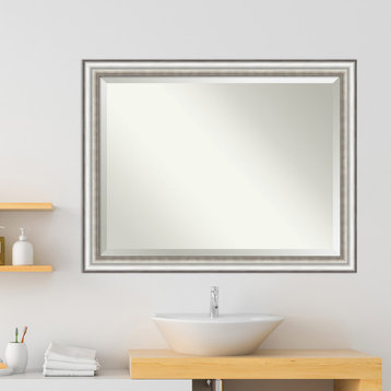 Salon Silver Beveled Bathroom Wall Mirror - 45.25 x 35.25 in.