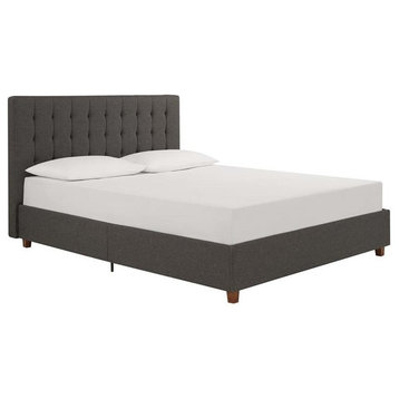 DHP Emily Linen Upholstered Queen Bed in Gray
