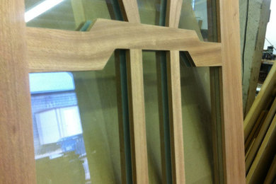Inspiration for a large craftsman entryway remodel in Portland with a medium wood front door