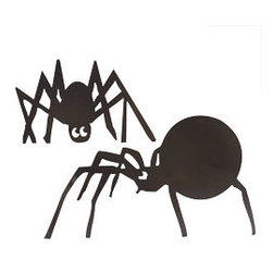 Spooky Spider Yard Art - Set of 2 - Outdoor Holiday Decorations