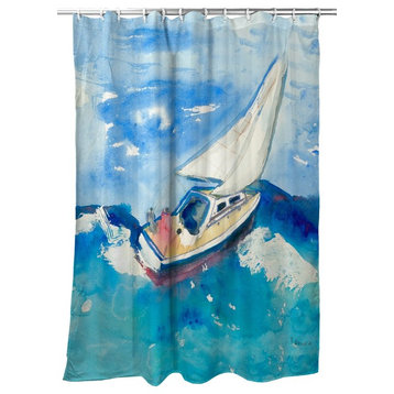 Betsy Drake Betsy's Sailboat Shower Curtain
