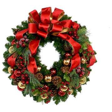 Red And Gold Holiday Wreath
