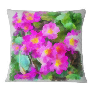 Designart Cu13552 20 20 C Pink Flower With Stem And Leaves Floral Round Cushion Cover For Living Room Sofa Throw Pillow 20 Home Kitchen Throw Pillow Covers