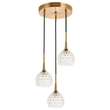 Woodbridge Lighting Bristol LED, Clear Crystal Ball, 3-Light Cluster Pendant