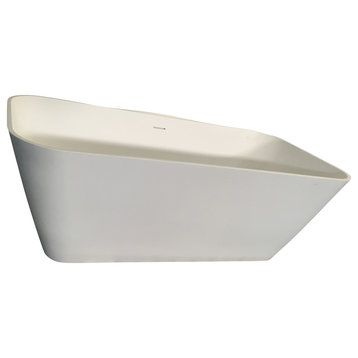 AB9952 67" White Rectangular Solid Surface Smooth Resin Soaking Bathtub