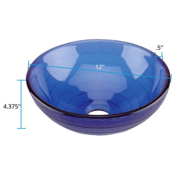 12896 Vessel Sink Mini Circle, Frosted Blue Glass, Blue