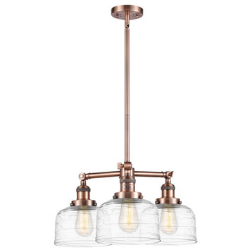 Innovations Bell 3-Light Large Chandelier 207-AC-G713, Antique Copper