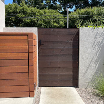 Custom modern wood gate and utility cabinet