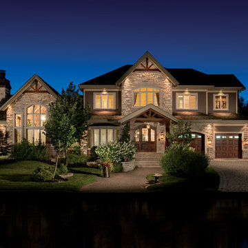 Laurier Ivory White, Maple Sugar, & Canyon Buff Building Stone Home - Michigan