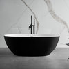 AB9975BM 59" Black & White Matte Oval Solid Surface Resin Soaking Bathtub