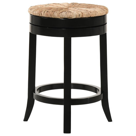 Irving 24 Swivel Rush Seat Counter Stool - Antique Black