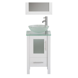 Fresca Messina 16 White Pedestal Sink W Medicine Cabinet - Modern Bathroom Vanity