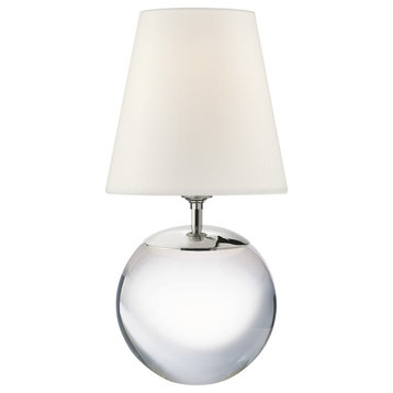 Terri Large Round Table Lamp in Crystal with Linen Shade
