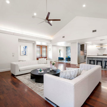 Open-concept great room beneath vaulted ceilings, Memorial Houston