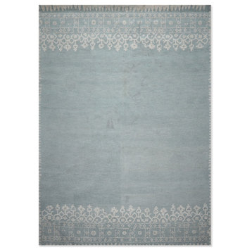10'x14' Hand Tufted Wool  Oriental Area Rug Aqua, Beige Color
