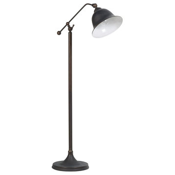 Coaster Traditional Metal Bell Shaped Floor Lamp with White Interior in Bronze