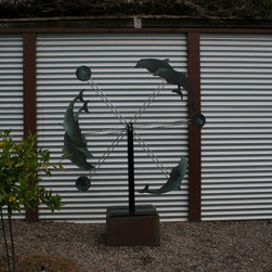 "Dolphins" Kinetic large sculpture - Garden Statues And Yard Art