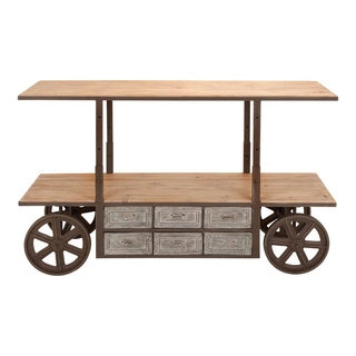 Country Style 2 Tiered Utility Cart 6 Lower Drawers Functional Decor ...