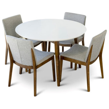Horacio Mid Century Modern Solid Wood Walnut 5 Piece Furniture Set