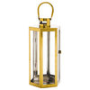Baton Outdoor 16" Modern Stainless Steel Lantern, Gold