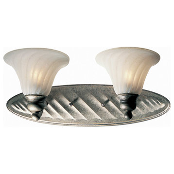 Lite Source 2-Lite Wall Lamp, Pewter with Scavo Glass