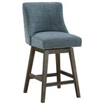 OSP Home Furnishings - Granville 26" Swivel Counter Stool  in Navy Fabric with Gray Legs - Granville 26" Swivel Counter Stool  in Navy Fabric with Gray Legs