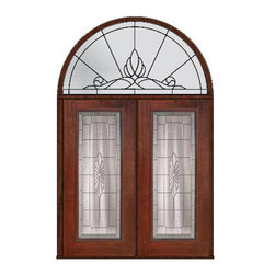 Prehung Transom Double Door 80 Fiberglass Versailles Full Lite Glass - Front Doors