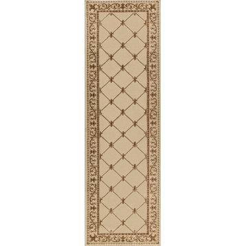 Orleans Traditional Border Area Rug, Ivory, 2'3''x10'