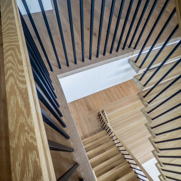 White oak Stairs - Black metal balusters