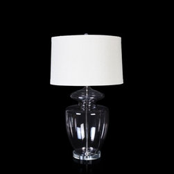 Hamilton Smoke & Beige Glass Table Lamp - Table Lamps