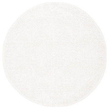 Safavieh Textural Collection TXT102A Rug, Ivory, 6' X 6' Round