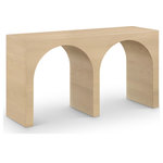 Meridian Furniture - June Black Oak Console Table, Oak, 54" W X 18" D X 30" H - Add flair to your home with this June white oak console table from Meridian Furniture. This elegant console table is crafted from solid white oak, ensuring sturdiness as well as style. Two double cut-away arches gives this console table a unique look that livens up any living space, and its flat top surface is perfect for storing knick-knacks, framed photos, or candles. Its natural oak finish complements a wide array of decorative styles, making it a versatile piece to have in your home.