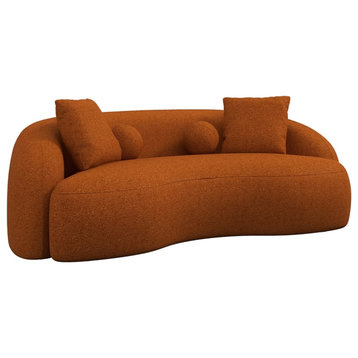 Bloom Japandi Style Luxury Modern Boucle Fabric Curvy Couch in Orange