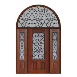 Prehung Side lights-Transom Door 80 Fiberglass Palermo Arch Lite - Front Doors