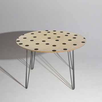 Deny Designs Garima Dhawan Vintage Dots Black Round Table Steel Legs