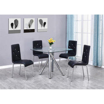 Best Master Contemporary 5-Piece Dinette Set With Faux Leather Chair in Black