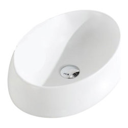 ADM Bathroom Design - ADM Oval Countertop Vessel Sink, White, 18", Matte White - Bathroom Sinks
